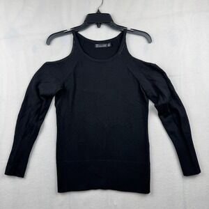 7th Avenue New York & Company Black Cold‎ Shoulder Long Sleeve Top XS